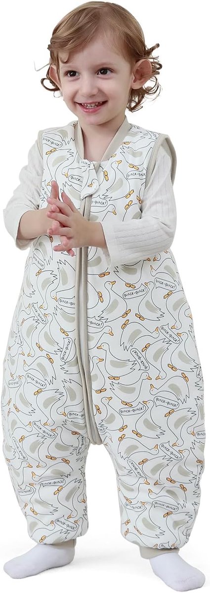 Famanu - Babyslaapzak voor de winter met voeten 2,5 TOG - 100% katoen, kinderwinterslaapzak voor jongens en meisjes,95-105cm 3-4 jaar,Eend