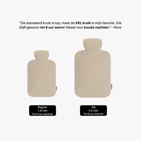 Ølav North – Kruik met Teddy Hug hoes - Incl geschenkverpakking - Tot 6 uur warmte - Warmwaterkruik - 1.8 liter – Sand Beige - Cadeau voor haar, vrouw, vriendin