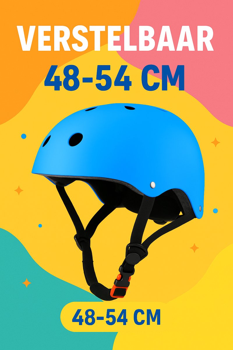 Hunta® Kinderhelm Maat S – Blauwe Verstelbare Fiets- en Skatehelm – 48-54 cm – Voor Fietsen, Skaten, Skateboarden en Steppen — afbeelding 5