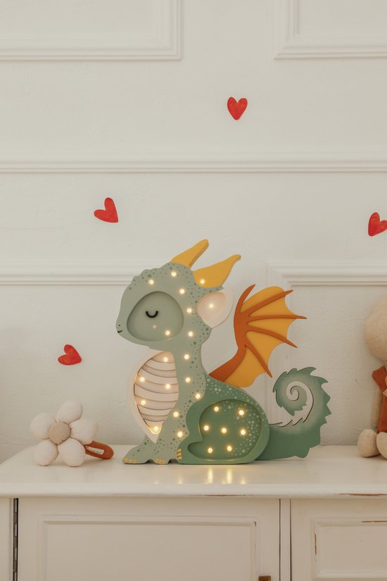 Little Lights Baby Dragon Lamp -Tiramisu Brown kinderkamer lamp van Little Lights — afbeelding 3