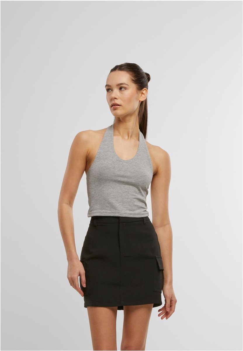Urban Classics Basic Neckholder Jersey Crop top XXL Grijs