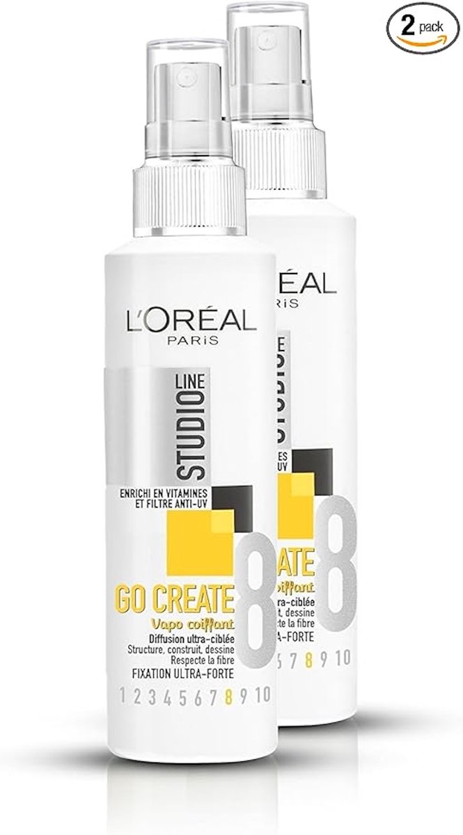 L'Oréal Paris Studio Line Go Create Spray Coiffant Fixation Ultra Forte 150 ml - Lot de 2