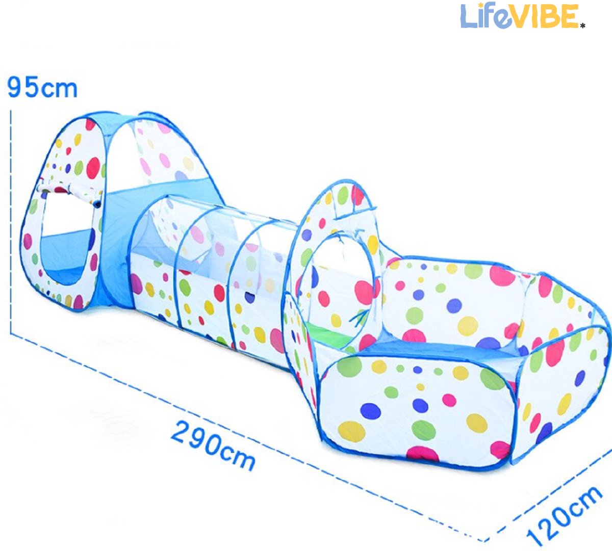 LifeVibe® Speeltent met Tunnel Blauw - Kruiptunnel - Kindertent - Binnen en Buiten - Pop Up Tent — afbeelding 4