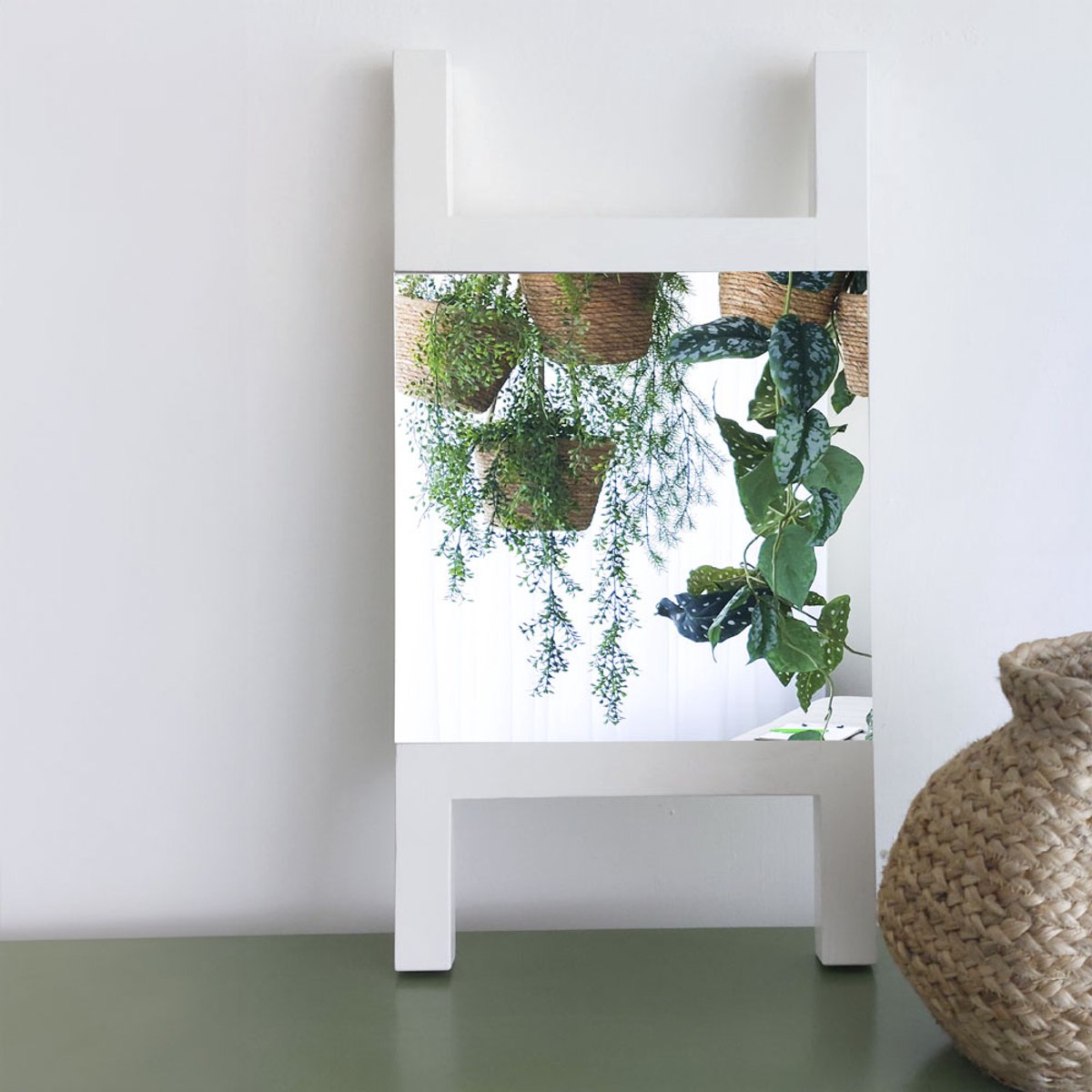 Houten Spiegel Hal – Wandspiegel van Hout – Minimalistisch & Modern Design voor Hal of Woonkamer - Wit - 30x60 cm
