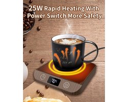 Koffiekopjeswarmer, mokkenwarmer voor bureau, met 6 temperaturen (45 ℃-70 ℃ LED-display, koffiekopverwarmer en 1-12 uur timer voor koffie, thee, melk, kaarsenwarmer
