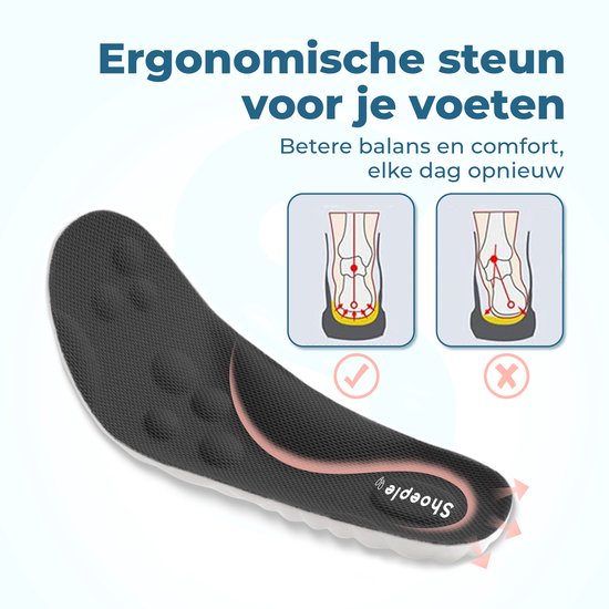 Shoeple Comfort Inlegzolen – Zachte Memory Foam Inlegzolen met Schokdemping – Ideaal voor Werkschoenen & Sneakers – Maat 45/46