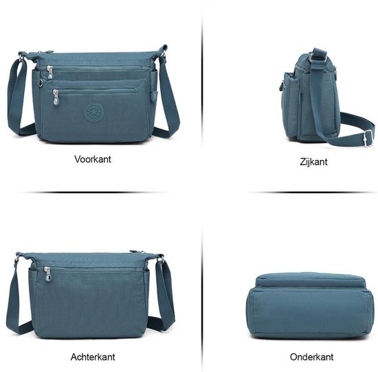 Bagwise® Sac à bandoulière - Sac bandoulière - Femme - 23cm x 27cm - (CR1238) - Blauw