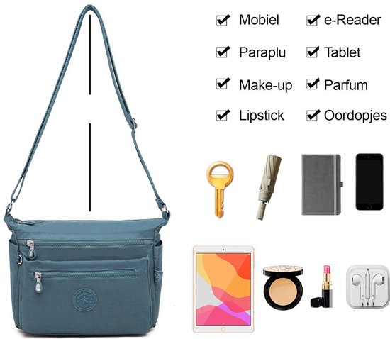 Bagwise® Sac à bandoulière - Sac bandoulière - Femme - 23cm x 27cm - (CR1238) - Blauw