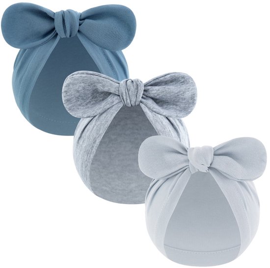 3-pack zachte katoenen baby mutsjes - mooie strik mutsjes - pasgeboren foetus mutsjes - effen hoofddoekmutsjes voor kinderen - ademende mutsjes zonder rand - voor baby's van 0-3 maanden oud