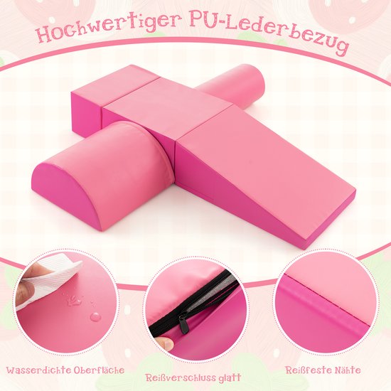 COSTWAY 5-delige Schuimbouwstenen, Reuzenbouwstenen Om Te Ravotten En Te Klimmen Zachte Schuimbouwstenen Grote Bouwstenen Meerkleurig Bouwblokken Voor Baby S En Peuters 359256