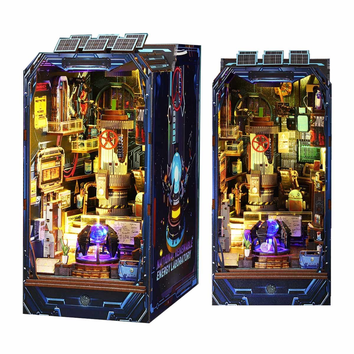 DIY Book Nook Kit-Energielaboratorium-Met LED-Sciencefictiongevoel-Inductielampen-DIY poppenhuis-3D Houten Modelbouw-Knutselsets voor volwassenen-Verjaardagscadeau Kerstmis