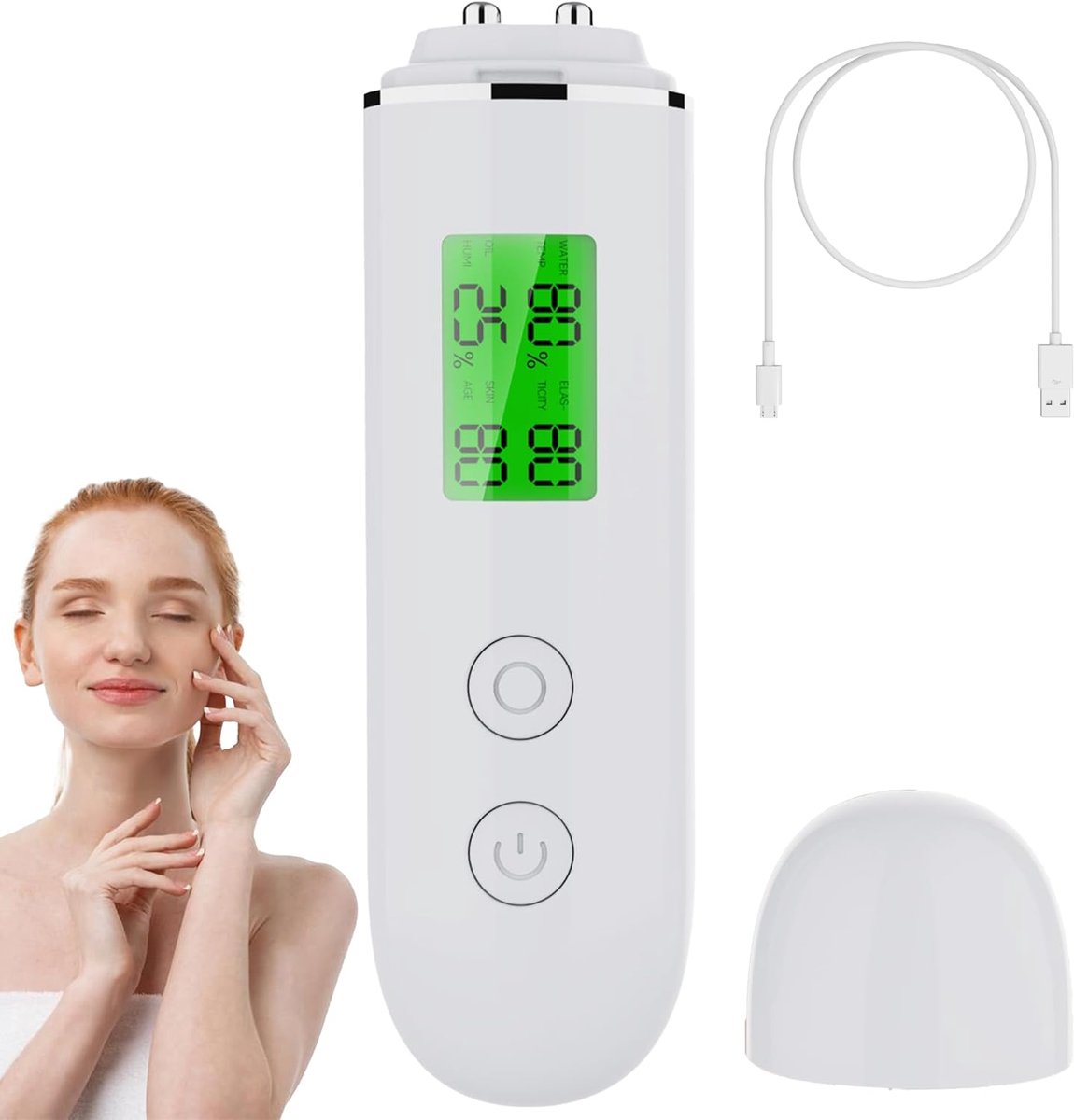 Huidhydratatietester - professionele draagbare digitale hoornmeter voor het gezicht, vochtanalysator, meter, multifunctioneel hydratatietest en trackingapparaat voor huidverzorging met lcd-scherm