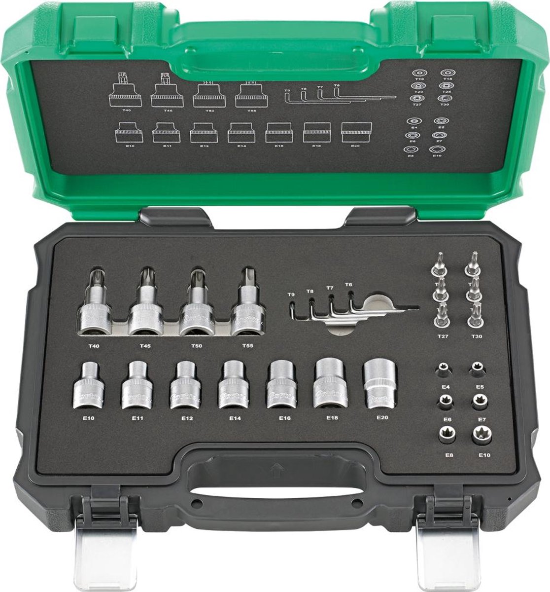 Fortis 27-delige DOP-sleutelset 1/4" & 1/2" TORX