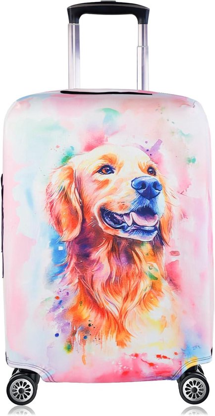 Chostky Reisbagagehoes, anti-kras reiskofferbescherming, elastische, wasbare en rekbare kofferhoes, goedgekeurde reisaccessoires, bagagehoezen voor 19-32 inch bagage, Hondenstijl 1, L