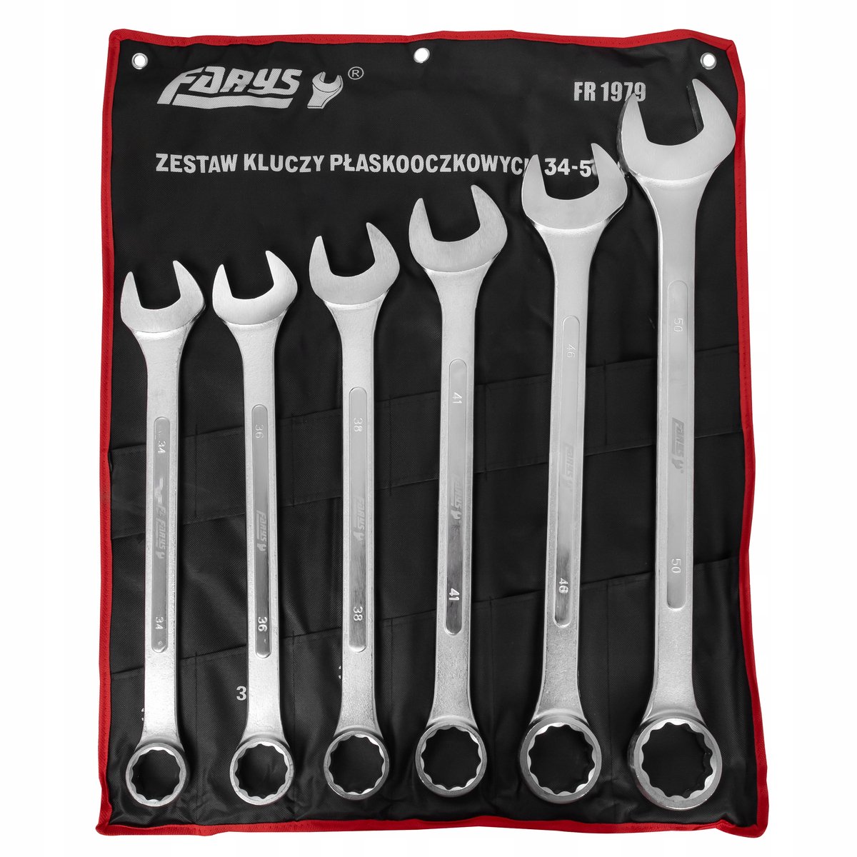 Ringsleutelset 34-50mm, 6-delig, CrV-staal, incl. ringsleutel Rolhoes