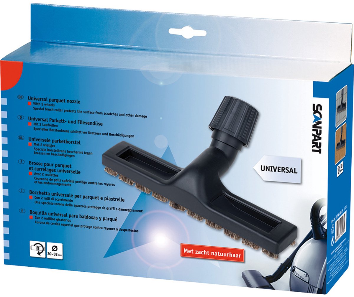 Scanpart parketborstel 30 tot 38 mm - Geschikt voor alle merken behalve Hoover en Vorwerk - Voor gladde vloeren zoals hout en laminaat - Universeel