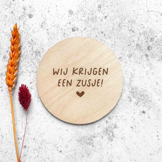 Wij krijgen een zusje - aankondigingskistje met cirkel - zwangerschapsaankondiging - gender reveal cadeau - Fien & Feau van Fien & Feau — afbeelding 5