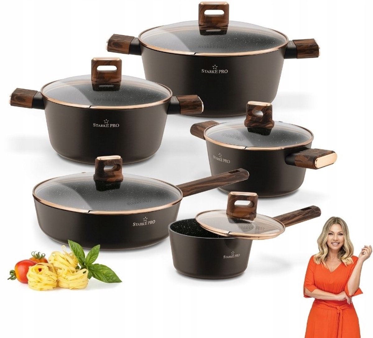 Starke Pro Starlet Brown Pannenset met Pan - 10 Delig - Inductie