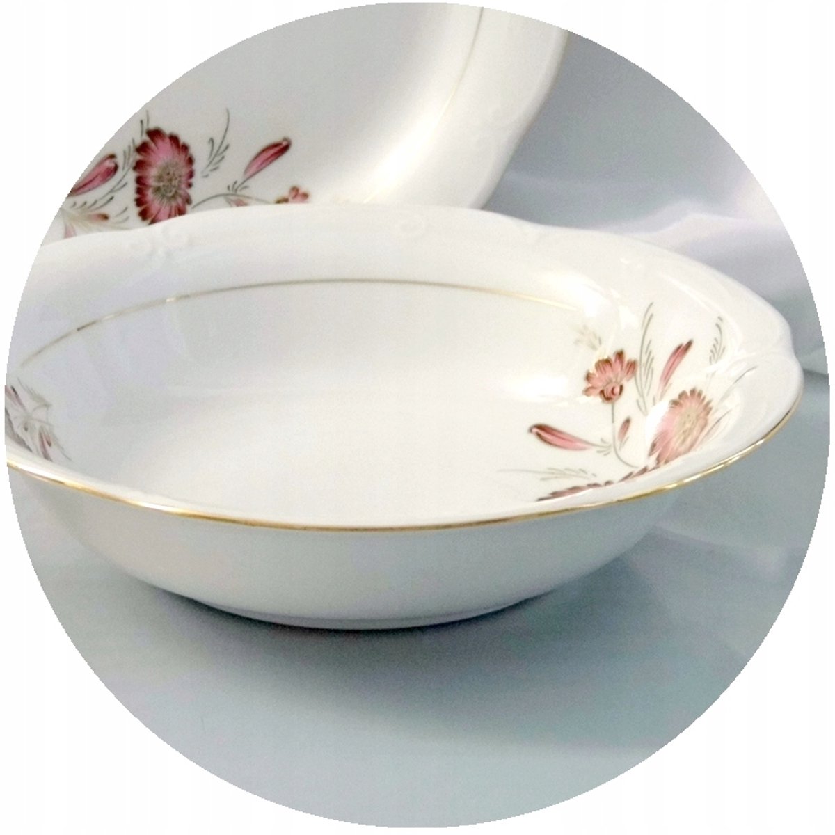 Kamélia Porseleinen Saladekom 26cm - Handgemerkt met goud