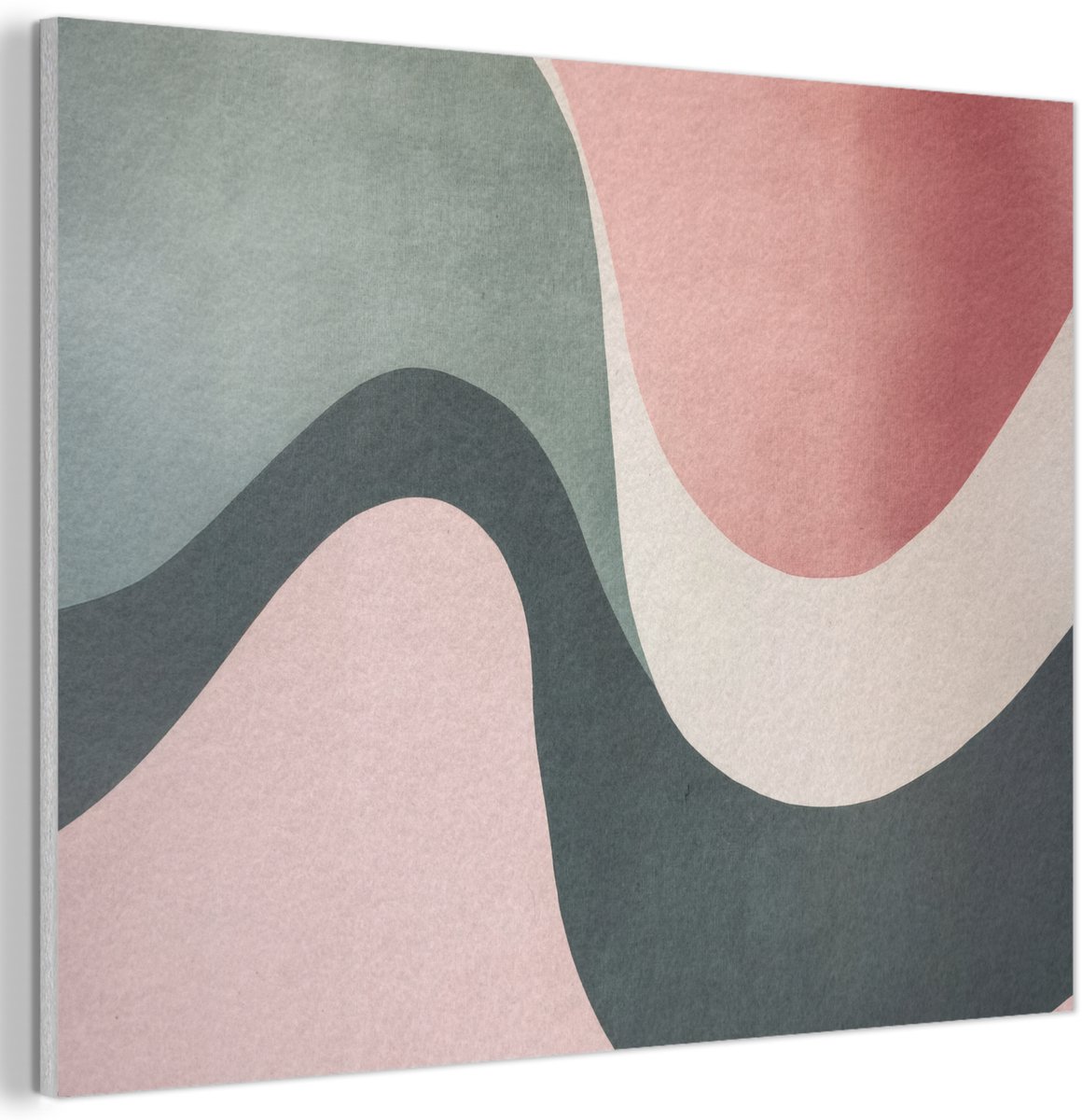 Akoestisch wandpaneel 70x50 cm - Vilt schilderij Abstract - Golven - Sierlijk - Roze - Akoestische panelen - Geluidsdempende wanddecoratie - Geluidsisolatie woonkamer - Muurdecoratie geluidspanelen