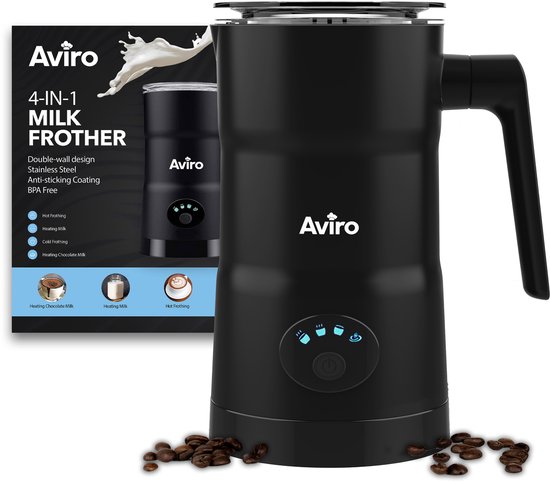 Aviro 4-in-1 Elektrische Melkopschuimer - 350 ml - Met Schenktuit - Melkschuimer - Milk Frother - Zwart