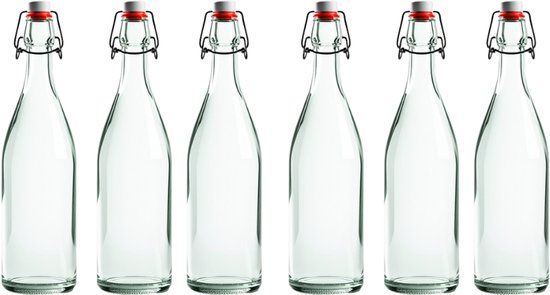 6x Flacons à couvercle basculant 1000ml - Hermétique - Transparent - Flacon Weck / Flacon conservateur / Flacon décoration / Flacon à bouchon basculant