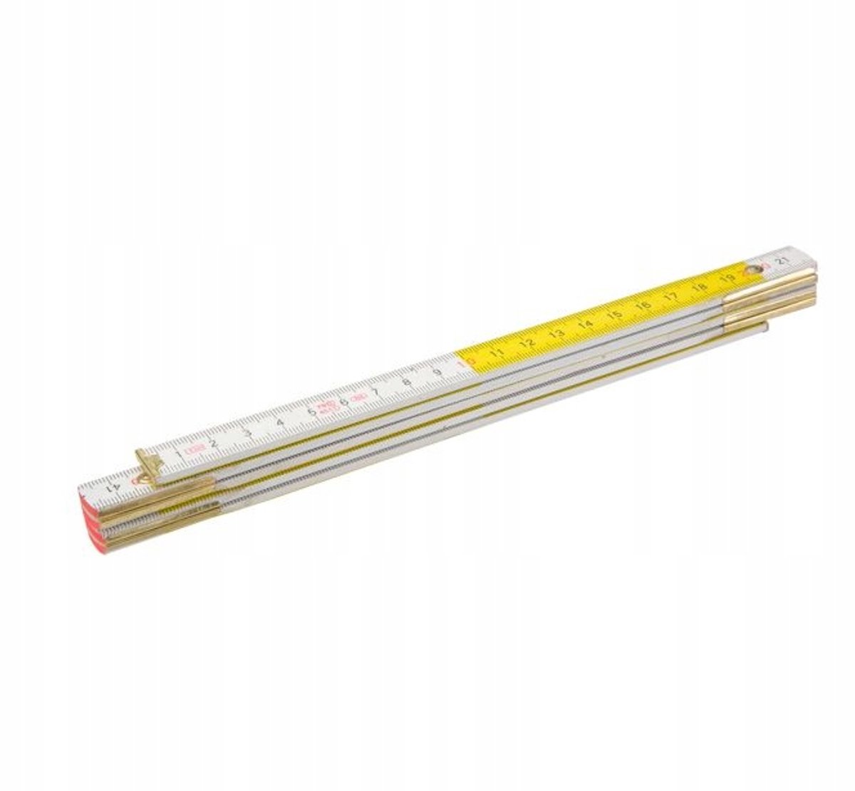 Houten vouwmeter 1m, wit-geel