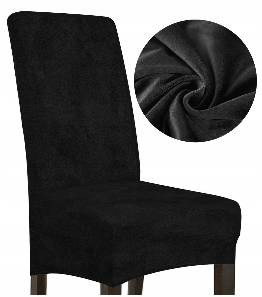 Zwarte velours stoelhoes L - dik materiaal, hoge rugleuning (70 cm)