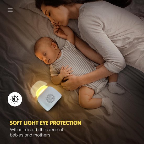 Nachtlampje met witte ruis, 3-in-1 babynachtlampje met geluidsgenerator, Bluetooth-luidspreker en timer, nachtlampje met witte ruis voor baby's, kinderen, volwassenen, kerstcadeaus, slaapkamer van Lictin — afbeelding 2