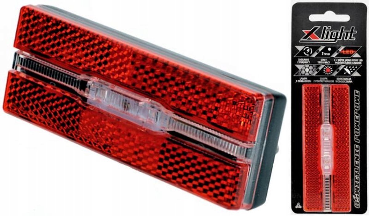 X-light LED Bagagedrager Fietslamp Dynamo - Wit/Rood