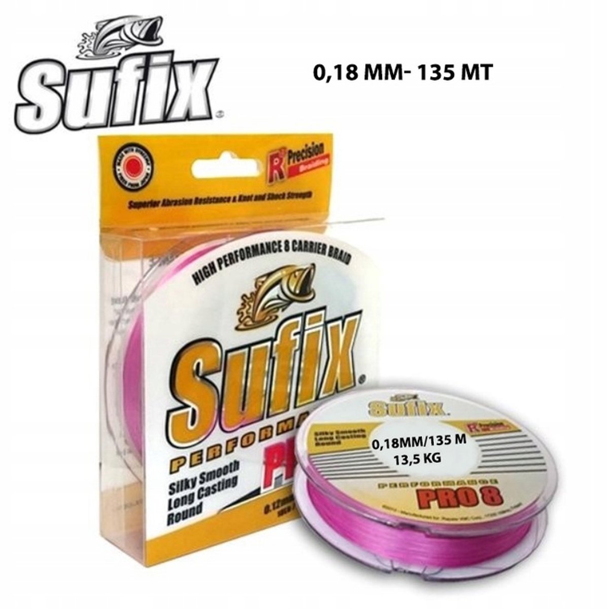 Sufix Performance Pro 8 Vislijn - Roze, 0,15 mm, 135 m, 10,2 kg