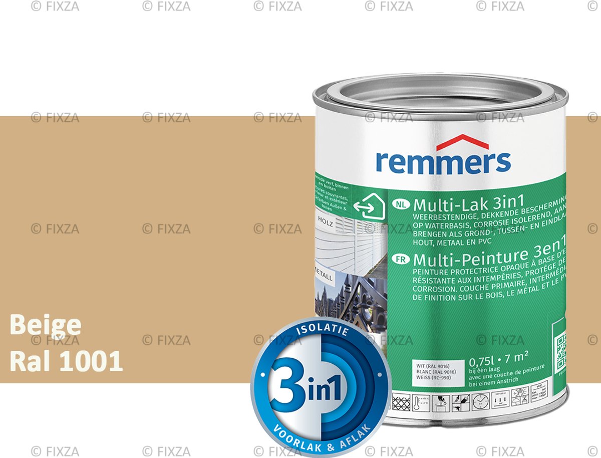 Remmers Multi-Lak 3in1 Beige – 0,75 Liter - lakverf voor Hout, Metaal en Kunststof