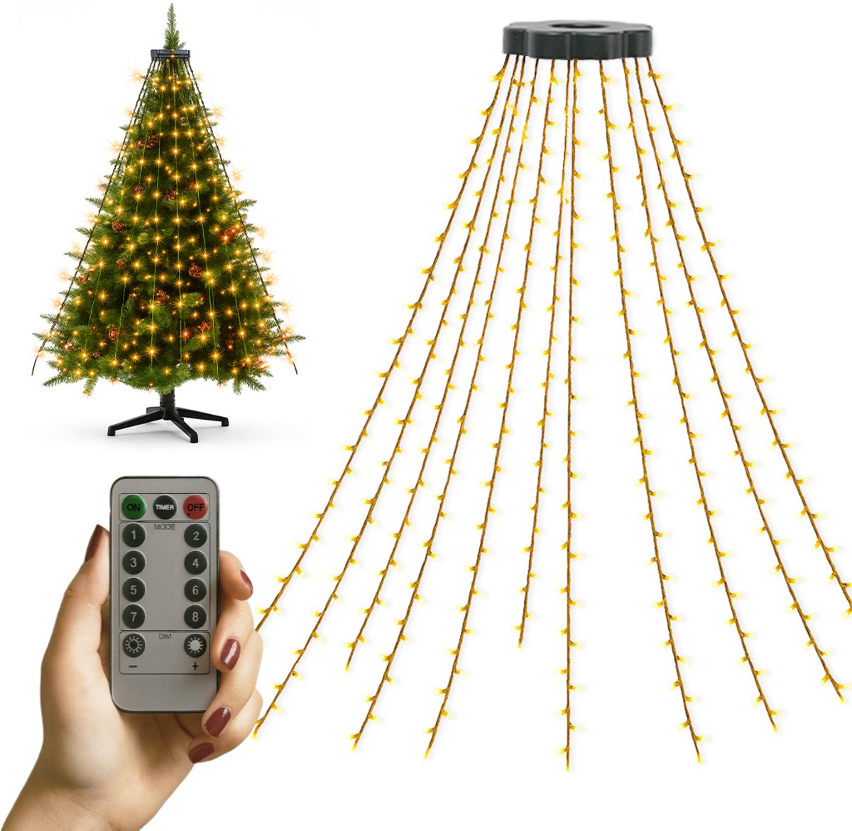 Giftmas Kerstboom Kerstverlichting Ring - Lichtslinger - Kerstversiering - Ring verlichting voor Kerstboom - Lichtsnoer - Kerstboom Lampjes Slinger - 280 LED Kerstlampjes - Kerstdecoratie