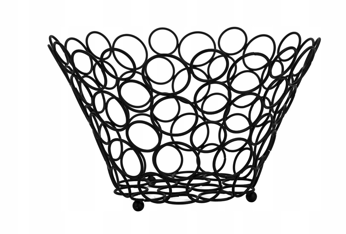 Stijlvolle Metalen Fruitmand met Cirkel Design - Zwart