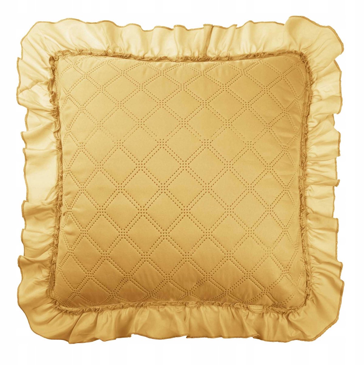 Decoratieve Kussenhoes 45x45cm met Ruches - Mosterdgeel