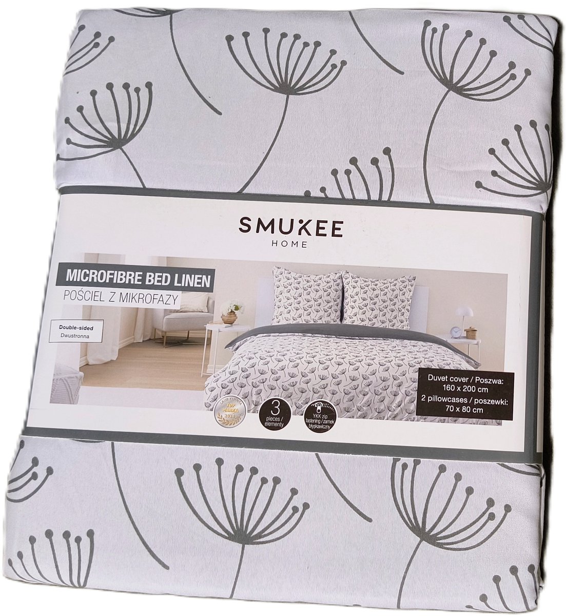 Dekbedovertrek Set Microvezel Satijn 160x200cm - 3 Delig - Paardenbloemprint