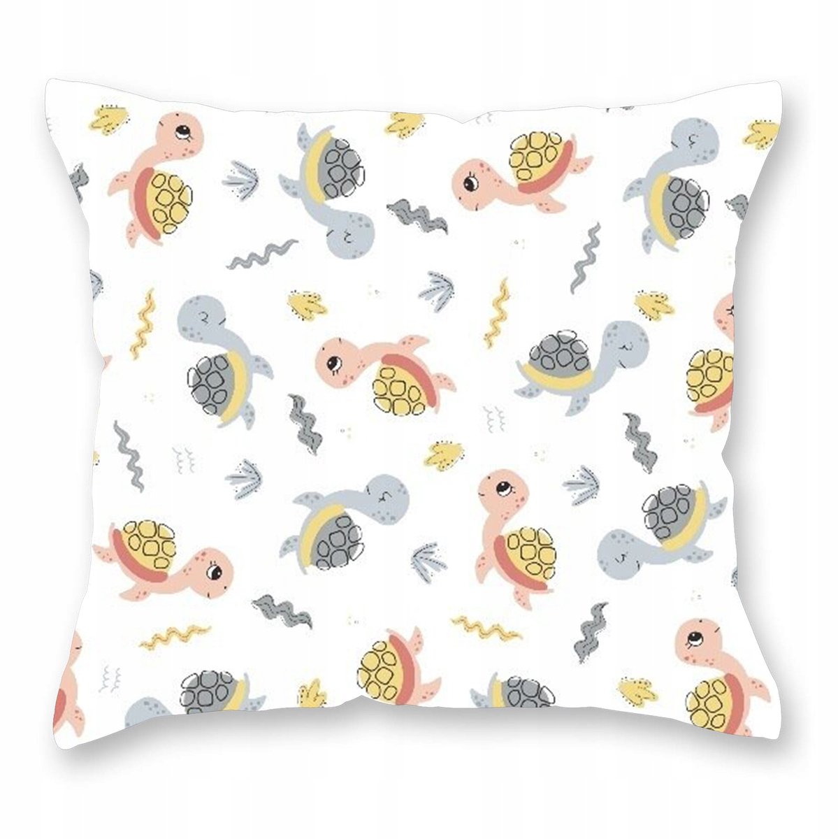 Katoenen Kussensloop 40x40 cm - Wit met Gele Schildpadjes - Kinderkamer