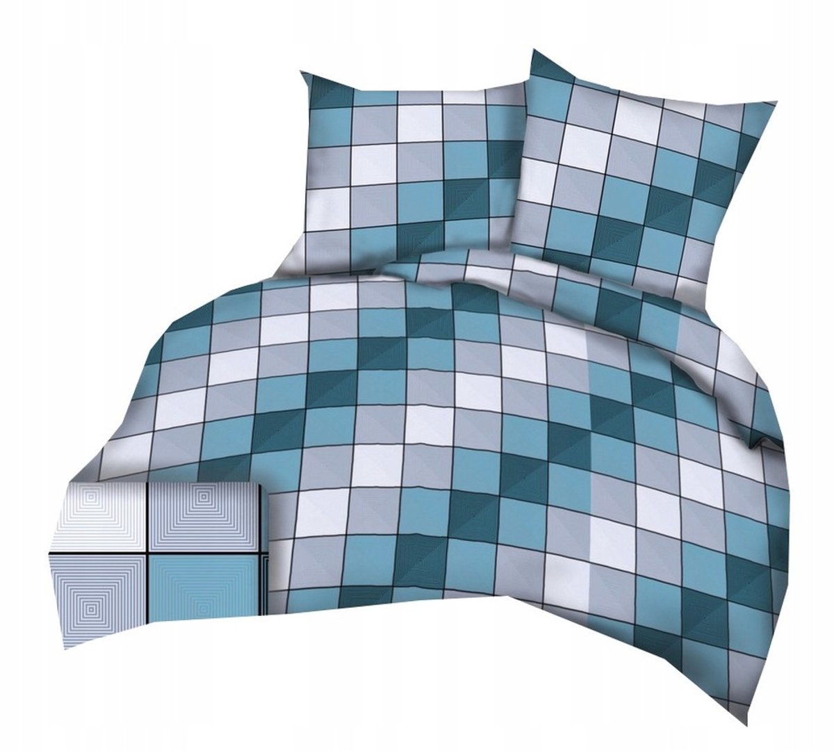 Dekbedovertrek 140x200cm Katoen 140g/m² - 3D Ruit Turquoise