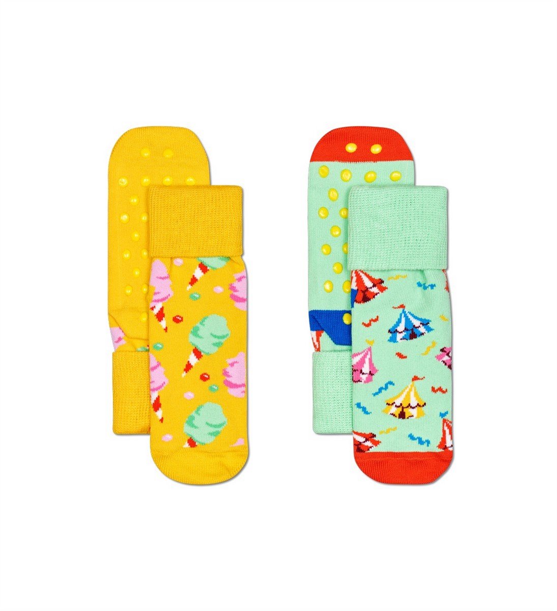 Happy Socks KCIR19-7000 2-Pack Kids Circus Anti Slip - Maat 2-3Y