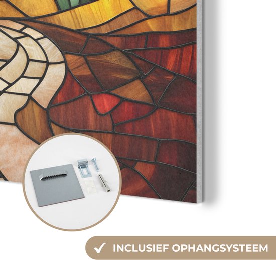 Akoestisch wandpaneel 30x40 cm - Vilt schilderij Mozaïek - Zon - Landschap - Dorp - Akoestische panelen - Geluidsdempende wanddecoratie - Geluidsisolatie woonkamer - Muurdecoratie geluidspanelen