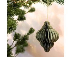 Set van 8 Kerstornamenten – Mix van vormen - Duurzame Kerstdecoratie van FSC-papier - Kerstversiering - Kerstballen – Groen & Goud - Onbreekbaar Kerstboomdecoratie - Herbruikbare Kerstversiering - Kersttrend