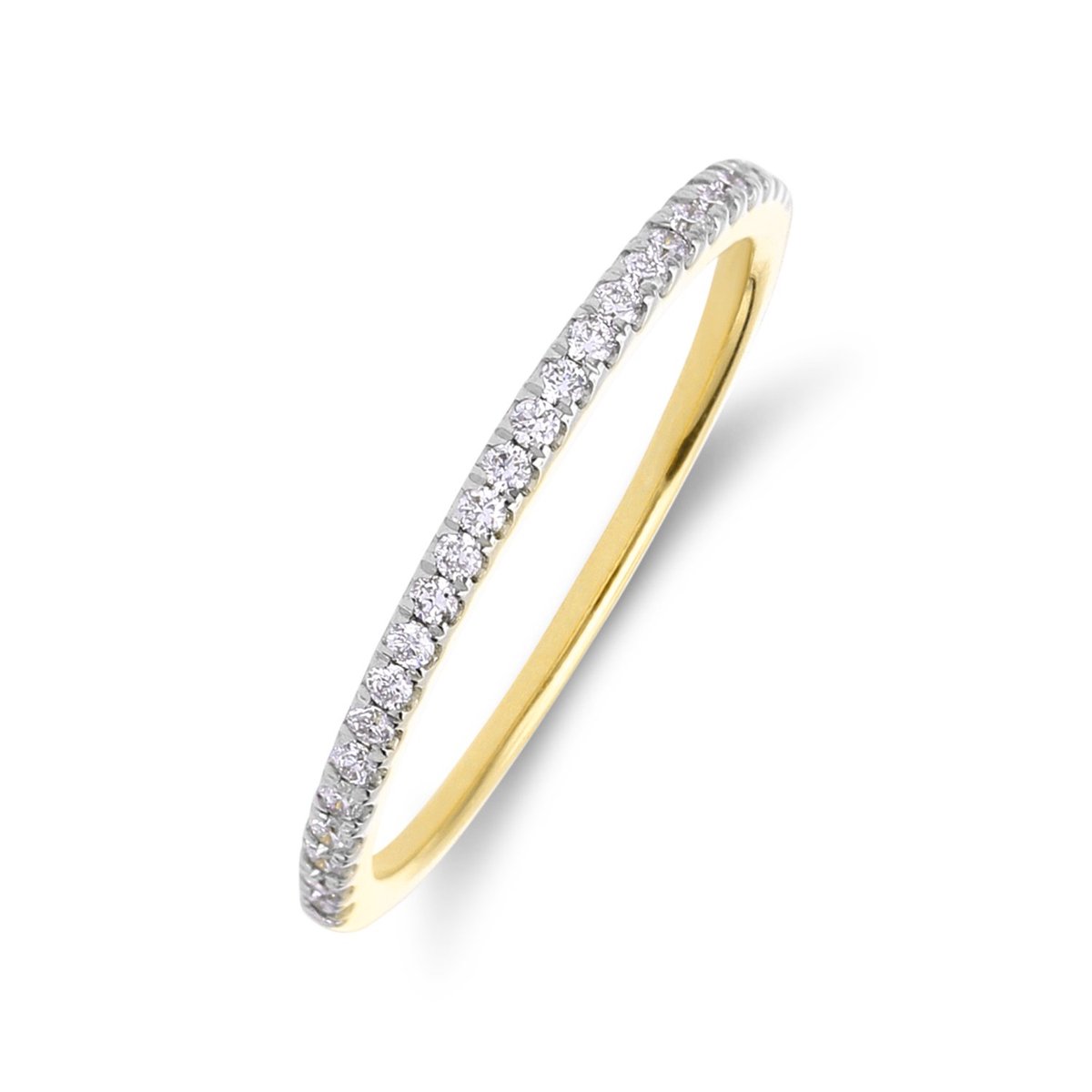 Lucardi Dames 14 karaat geelgouden ring met lab grown diamant 0,155ct voor dames - Ring - 14 Karaat Goud - Goud - 19.50 / 62 mm