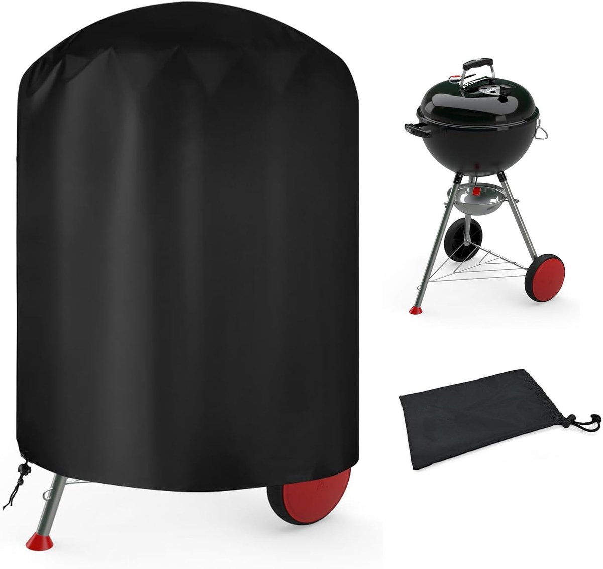 Ronde barbecuehoes voor buiten- barbecuehoes- anti-UV/anti-water BBQ-beschermzeil- 210D Oxford barbecuehoes voor buiten- 71x71cm- hoes past op de meeste grills- zwart