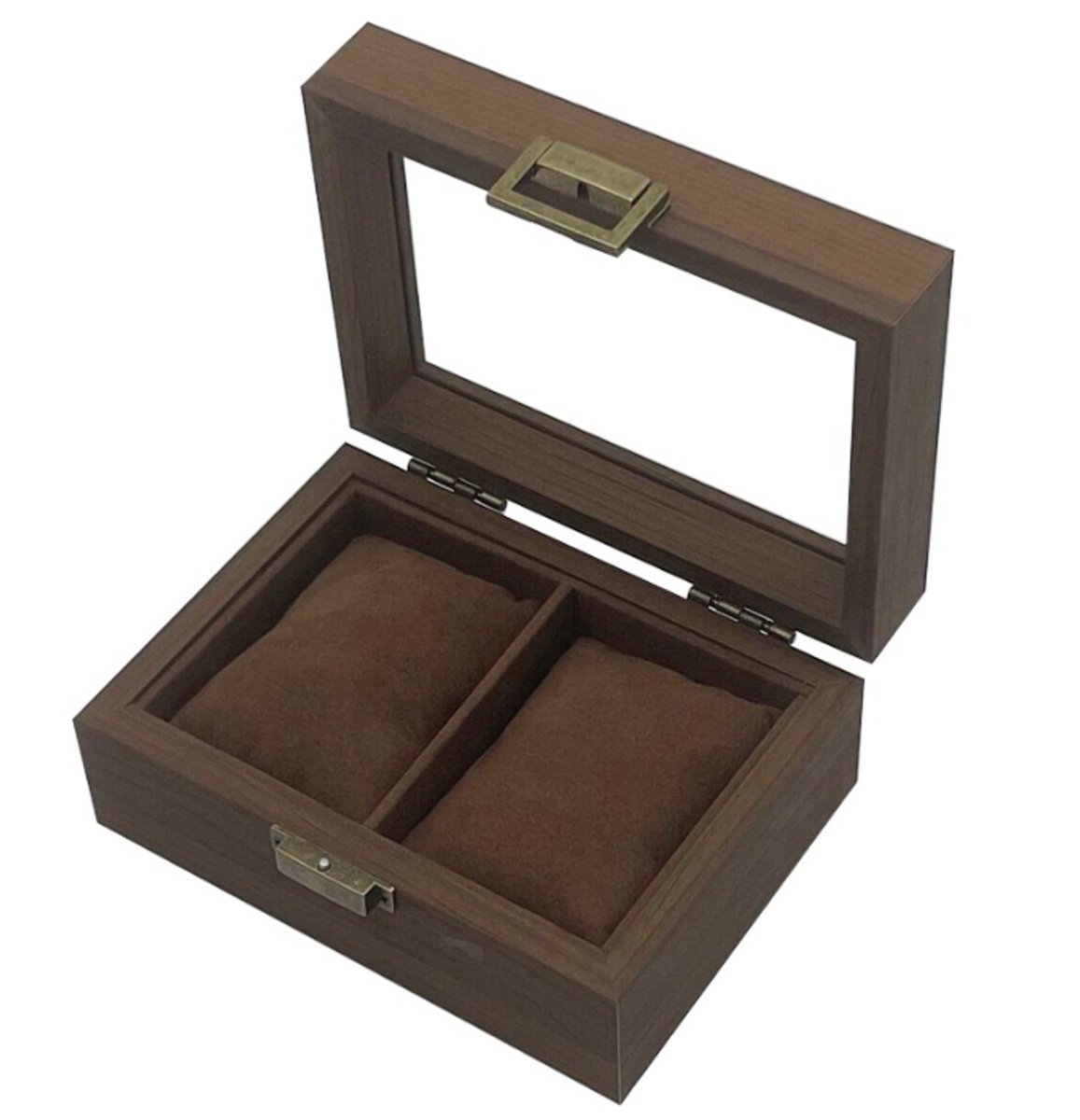 Houten horloge-opberg- en displaydoos met 2 posities