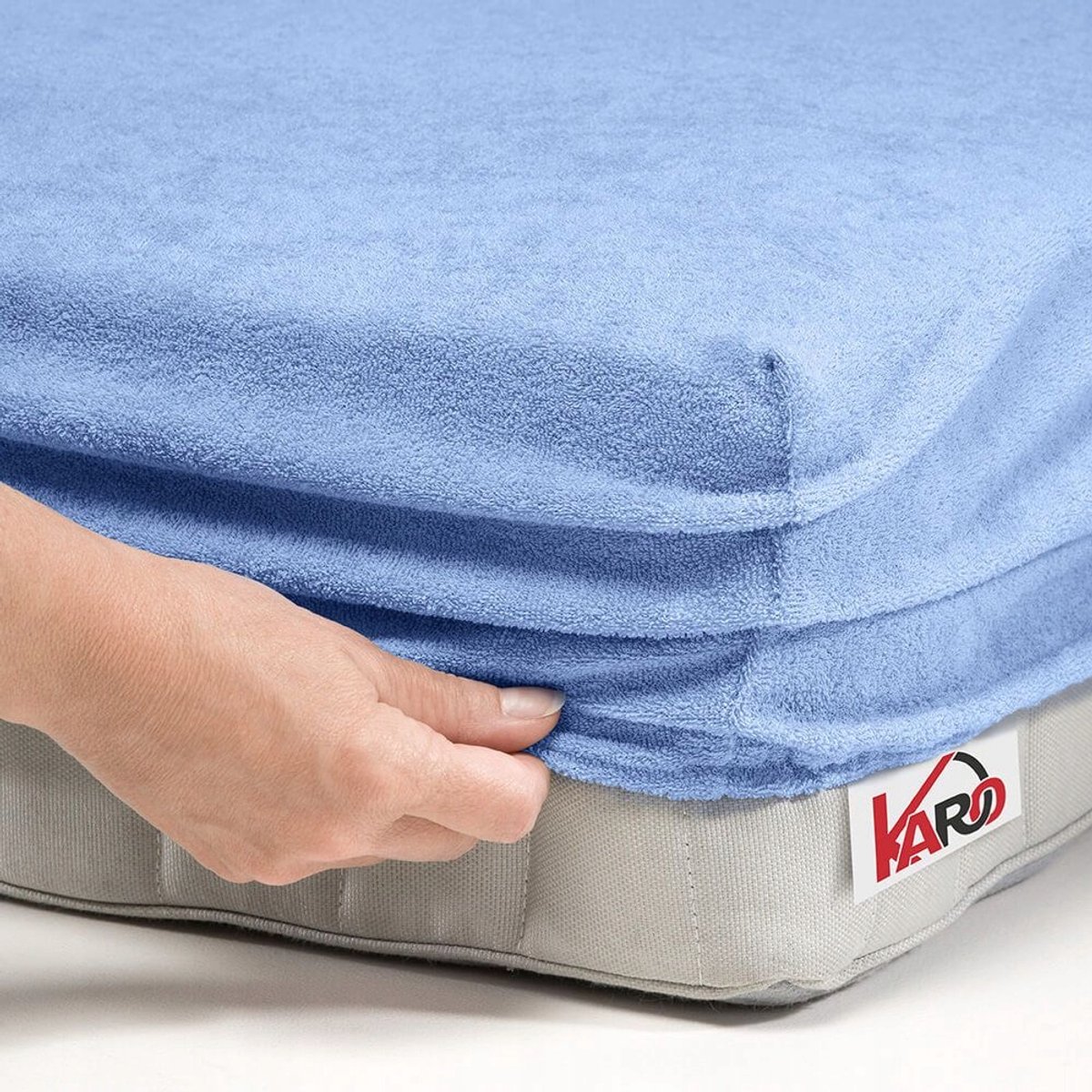 Karo Hoeslaken Badstof met Elastiek 60x120 cm - Lichtblauw