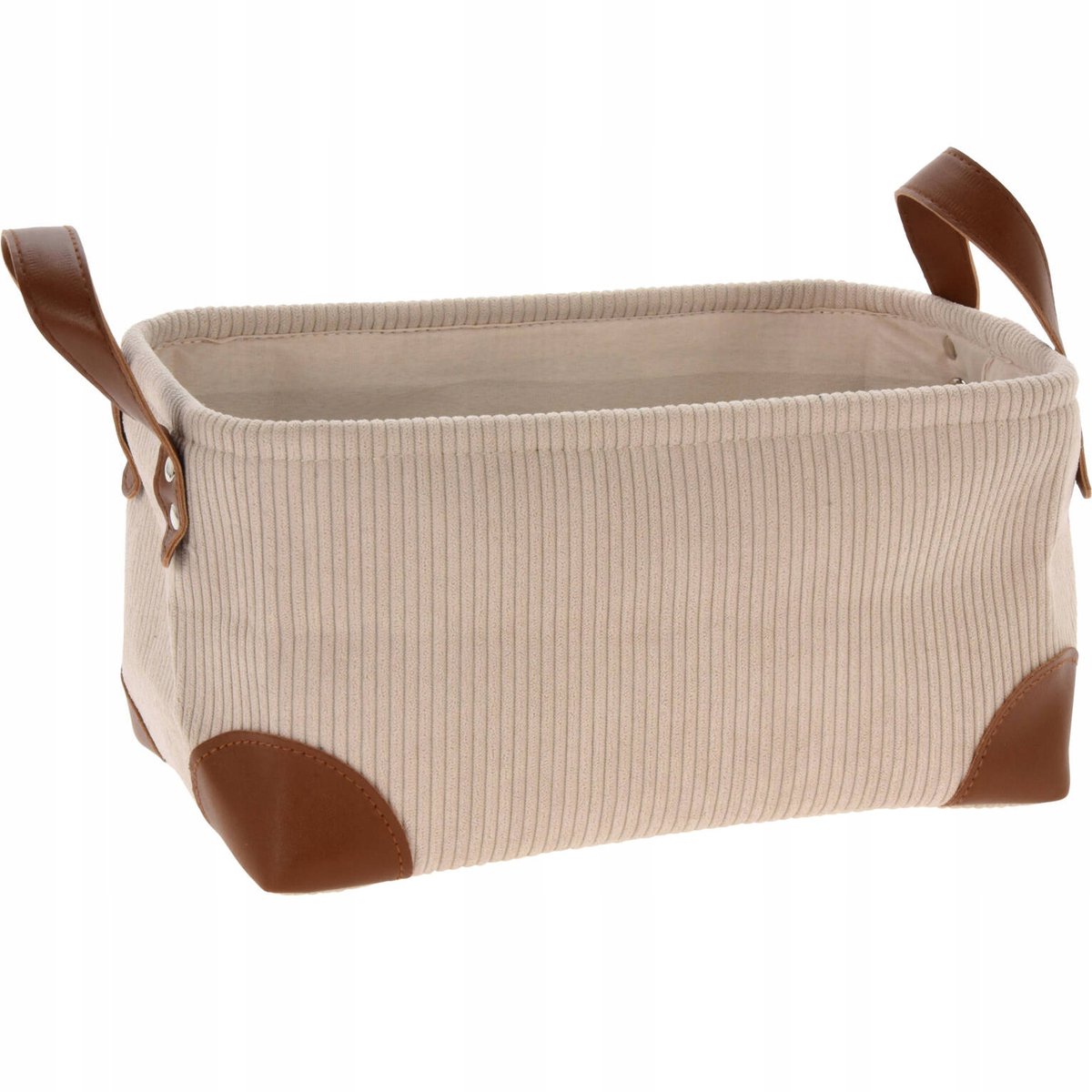 Beige Corduroy Opbergmand 30x20x15 cm met Handvatten