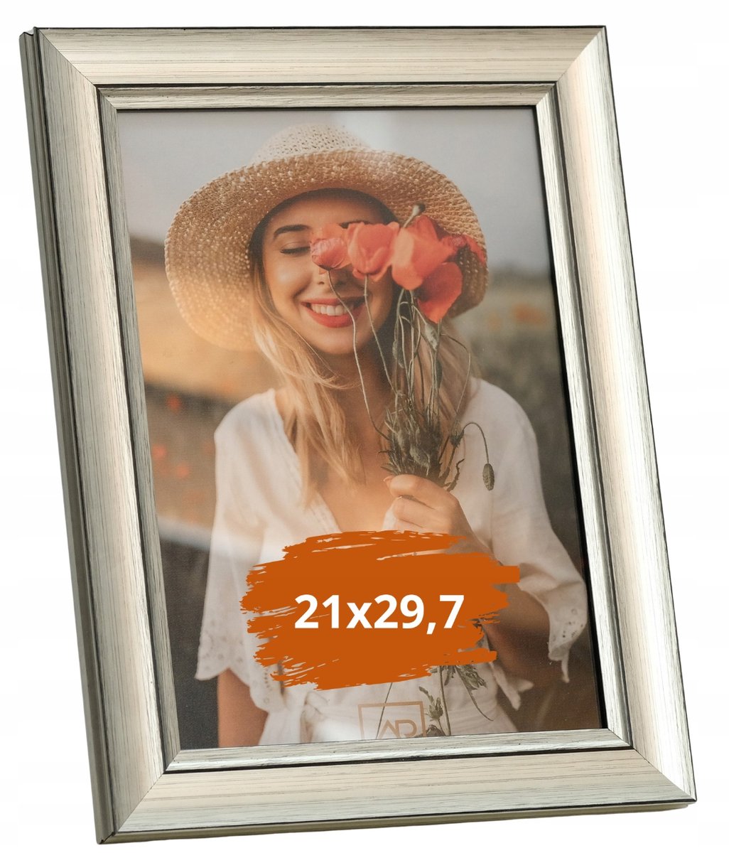 Houten Fotolijst A4 (21x29,7 cm) Zilver - Glas & Ophangsysteem