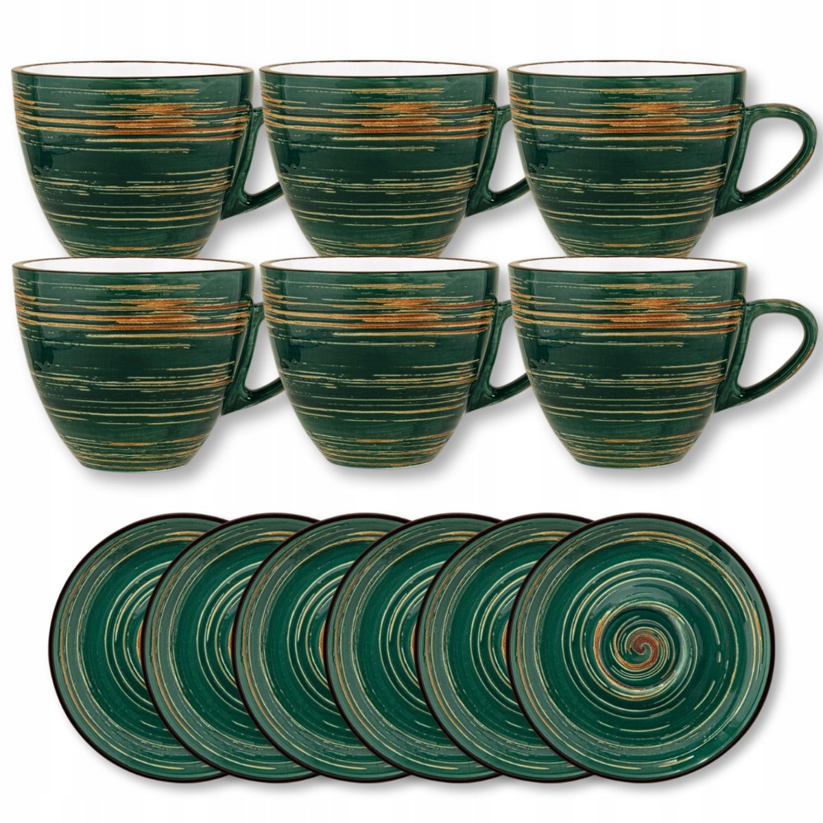 Wilmax Espresso Kop 75ml & Schotel 11cm Groen Porselein 6 stuks