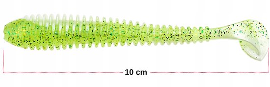 FL Swing Zachte Vis Lure 10 cm 5.5g - Perzik Groen met Glitter — afbeelding 5