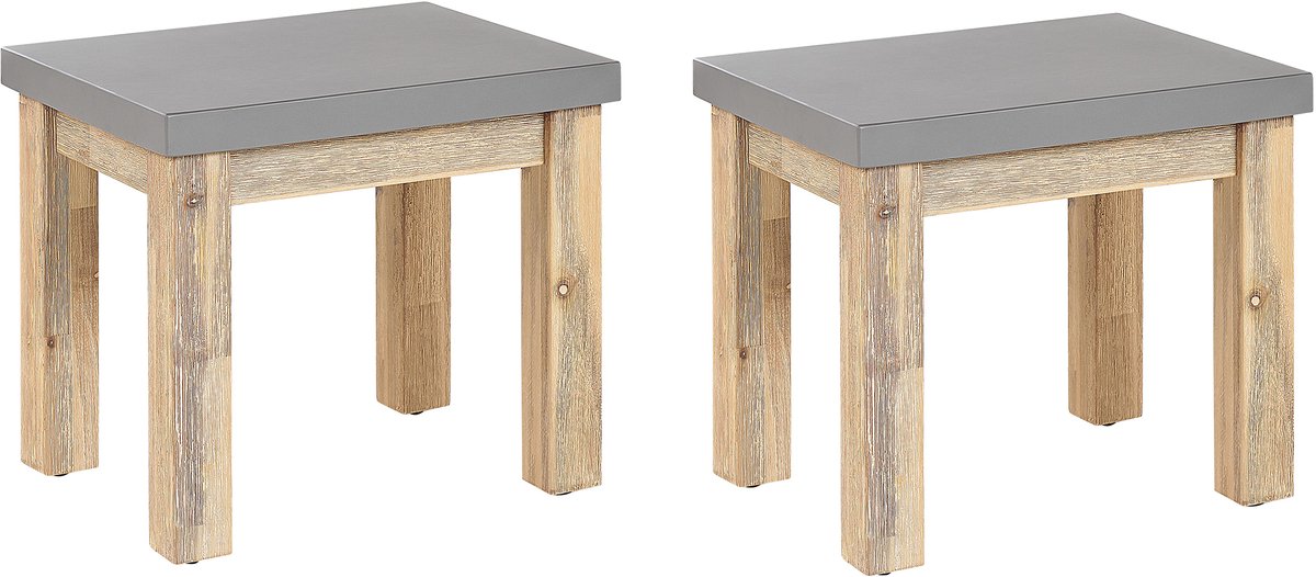 BELIANI OSTUNI - Tuinstoel set van 2 - Grijs - Vezelcement